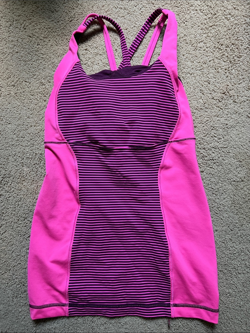 Lululemon Energy Hyper Striped Raspberry Tank Top
